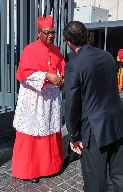 Cardinal John Onaiyekan in red robes