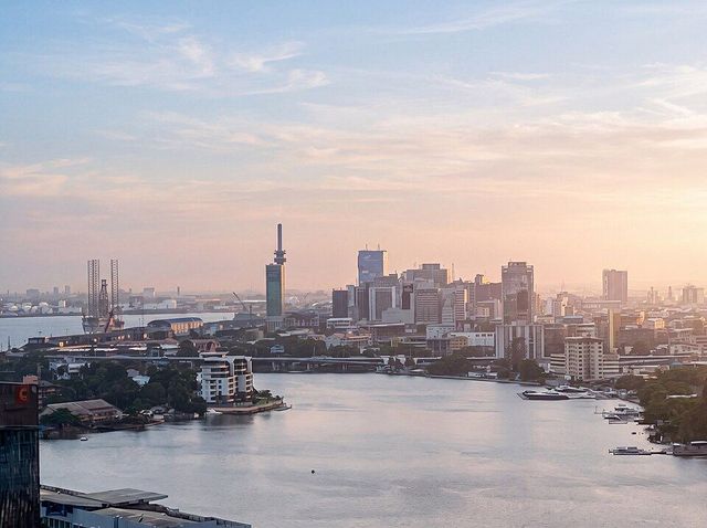 Lagos city skyline across the lagoon