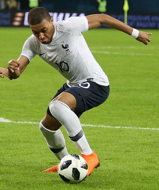 Kylian Mbappé playing for France