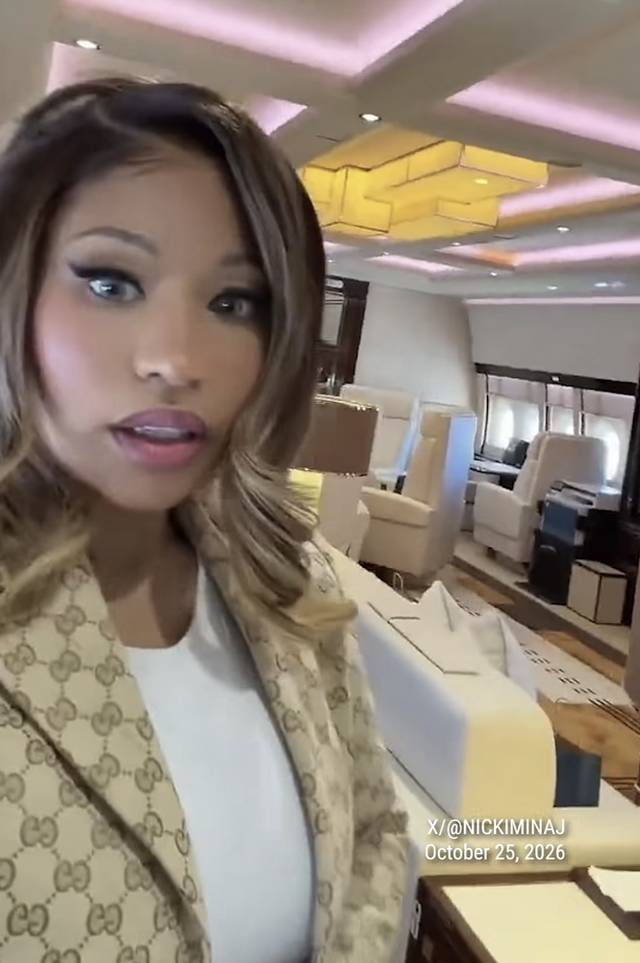 Nicki Minaj filming inside the cabin of Air Force One