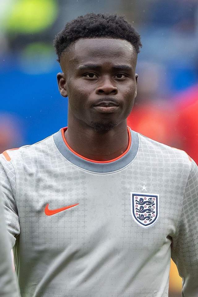 Bukayo Saka in an England shirt