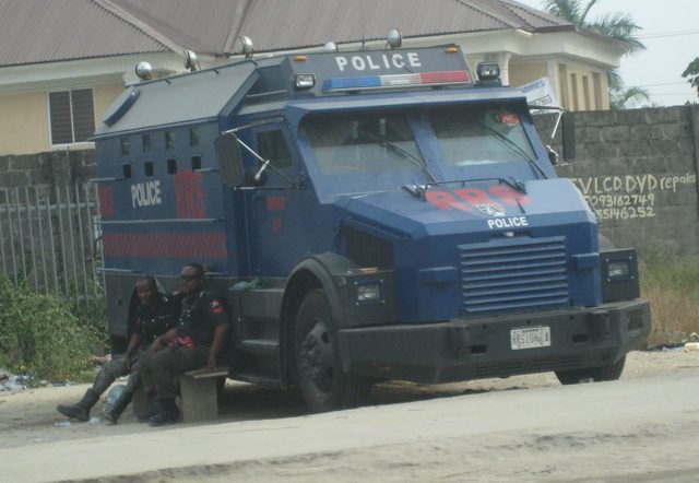 A Nigeria Police armoured vehicle