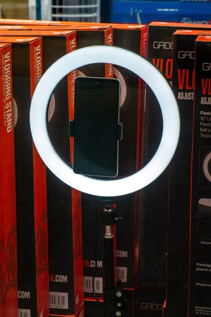A ring light for filming videos