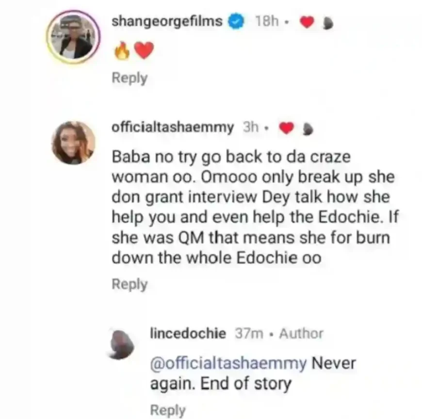 "Never again" Linc Edochie vows not to go back to ex-wife Yinka Theisen after she professed love for him in new post
