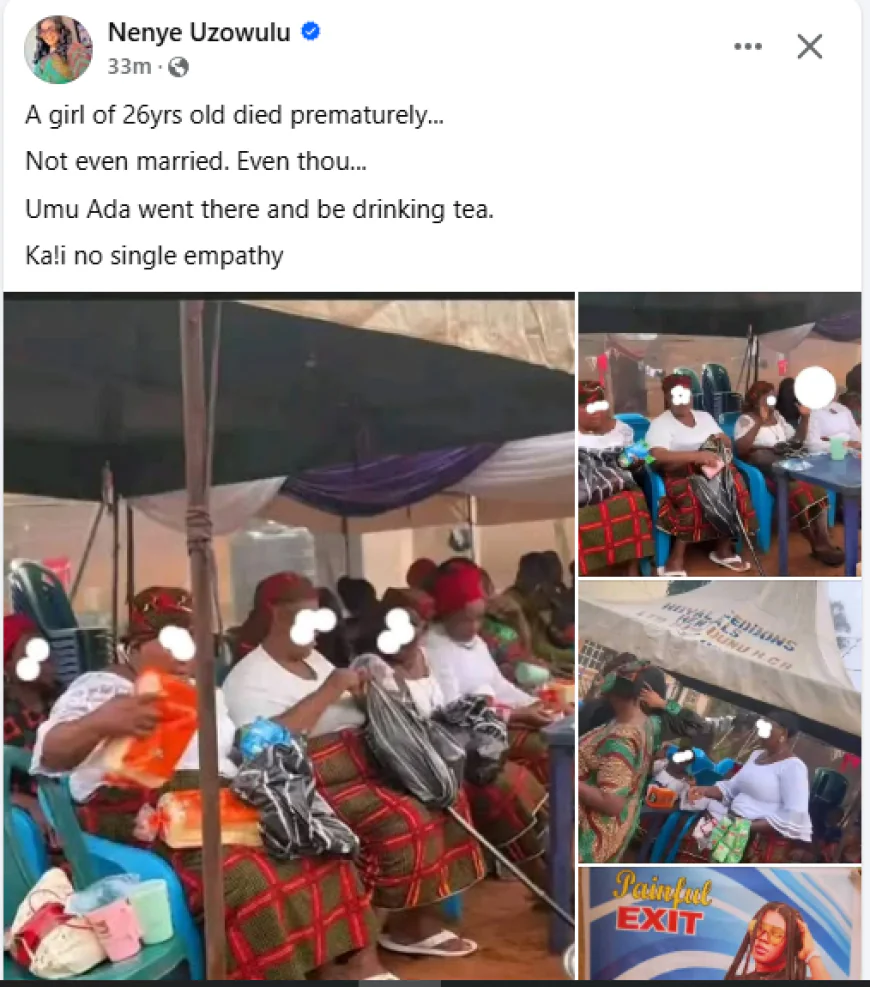 Nigerian woman criticises Umuada for 'collecting tea and bread during the burial of 26-year-old lady'